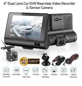 China Wide Angle 4inch Digital Car DVR Three Lens Dash Cam Black Box Video Recorder G Sensor factory