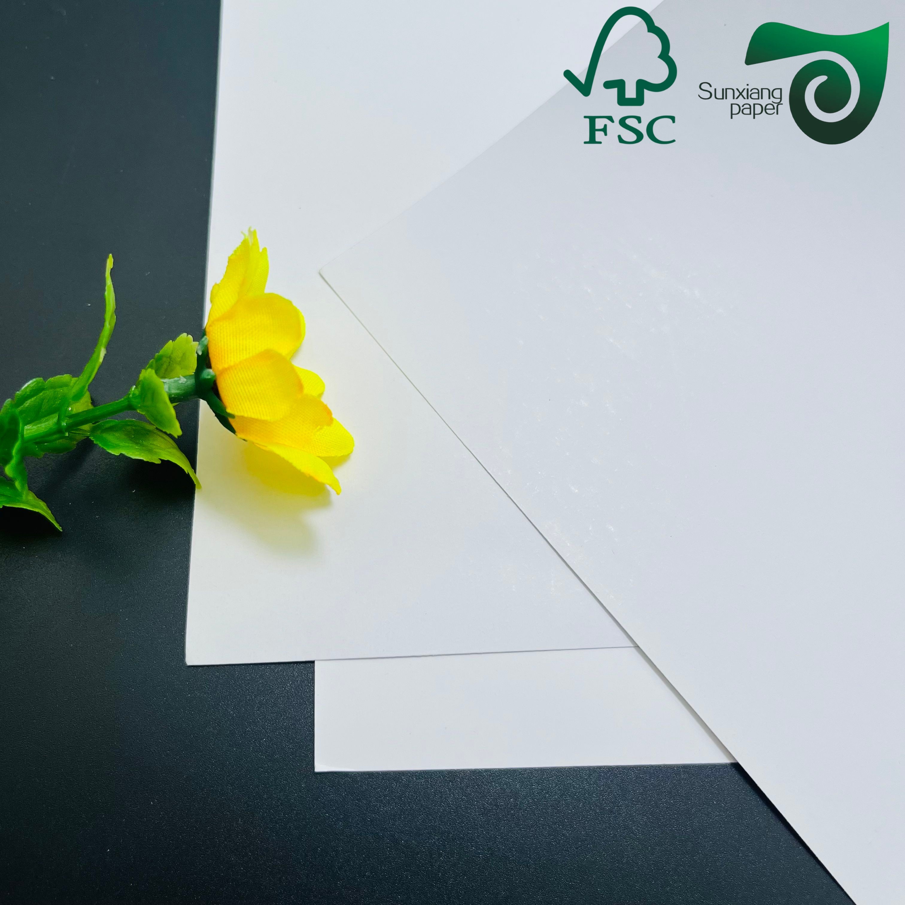 FSC 300gsm 350gsm Recyclable White C2S Coated Paper Highly Polished Finish Art Paper