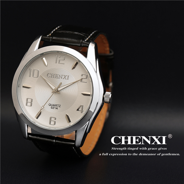 Nickle Free High Quality Stainless Steel Caseback Black White Gold Genuine Leather Watches