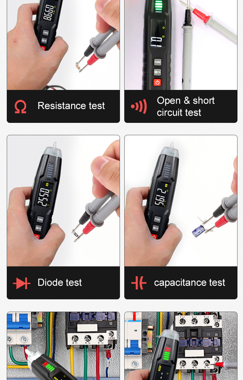 HT122 Digital Pen Type Multimeter DC AC Voltage Tester Smart Multi-meter NCV Phase Sequence Auto Ranging Multimetre