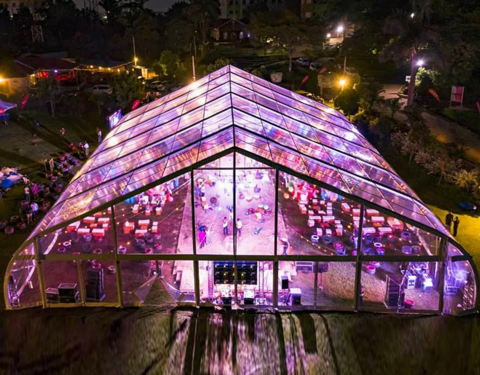 Transparent PVC Aluminum Frame Outdoor Curve Tent For Wedding Meeting waterproof