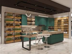 China Fadior Lotus Green Elegance: Full Stainless Steel Kitchen Cabinets For Modern Homes factory