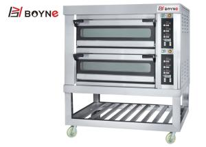 China Double Layer Four Trays Electric Oven Stainless Steel For Bakery computer touch factory