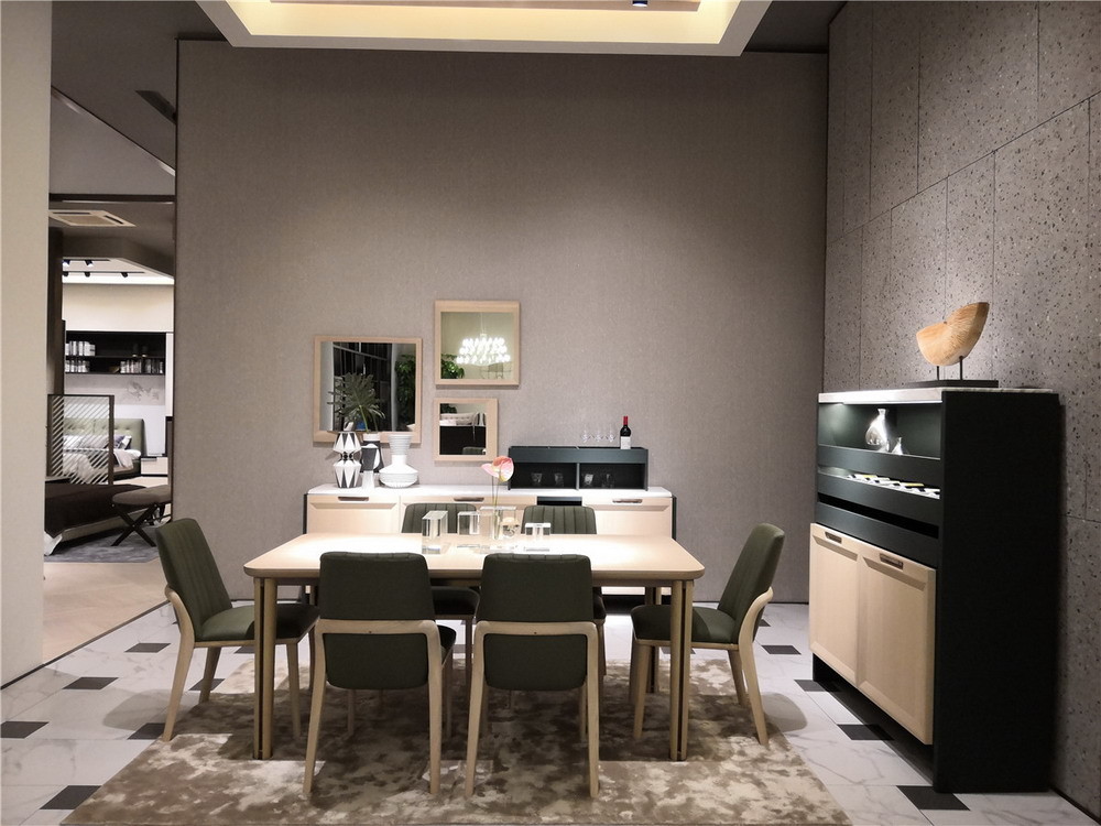 Restaurant furniture of Dining side stora cabinet Buffet table in Steel legs with Leather covered Door and Oak wood casa