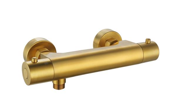 Thermostaic Temperature Adjustable Shower Spout Mixer Brushed Golden Color Brass