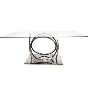 China Polished Stainless Steel Dining Room Table With Glossy Finish factory