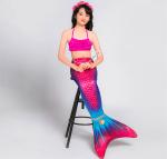 Children Pink Mermaid Tail Swimming Costume Multifunctional Fade Resistant