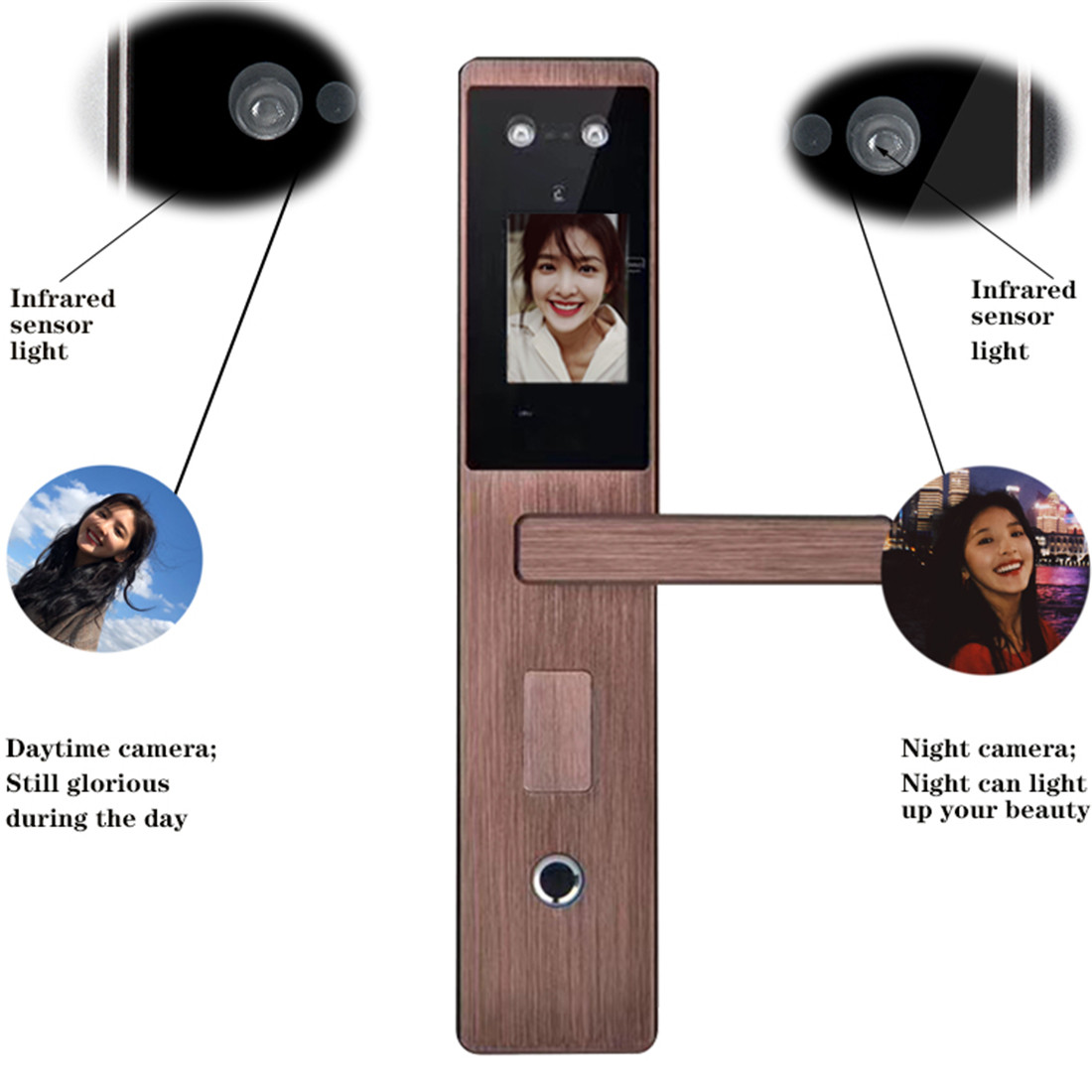 Aluminium Smart Face Recognition Cerradura Fingerprint Password Lock