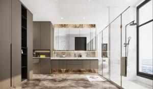 China Luxe Dual Space Stainless Steel Bathroom Cabinet With Extensive Storage factory