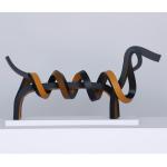 Outdoor Animal Stainless Steel White And Black Dog Sculpture