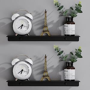 Stylish Matt Black Wall Mount Floating Metal Wall Shelf Bracket for Easy Installation