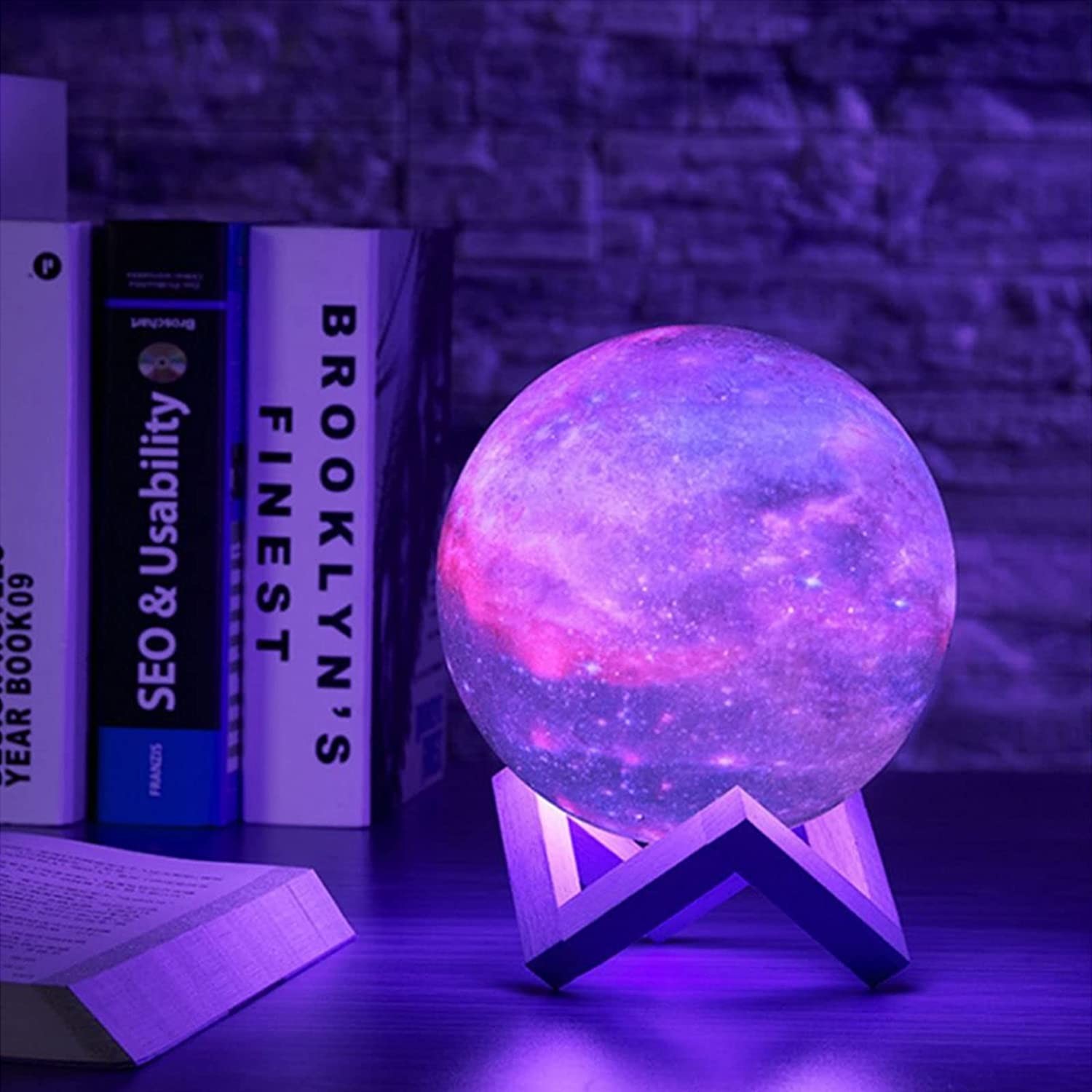 16 Colors Smart Moon Lamp RGB LED Dimmable Mobile Remote Control