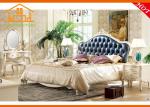 Glossy royal luxury french style round leather bedroom furniture set