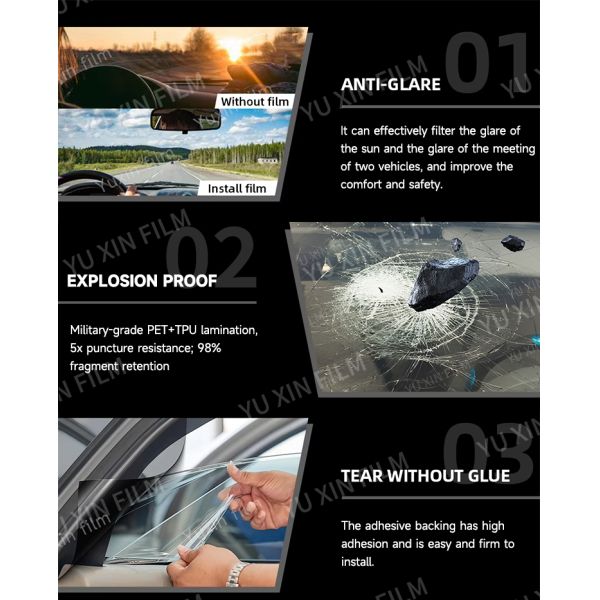 UV Rejection Car Safety Window Film 99%IR Blocking Heat Insulation 4 Mil Thickness
