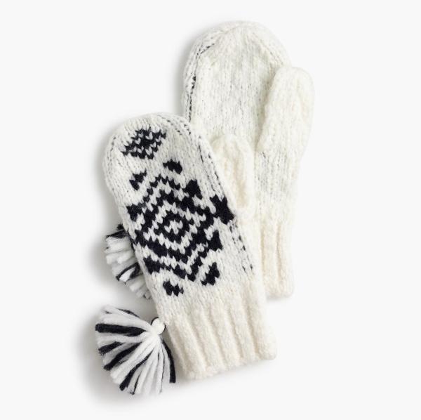 Jacquard Knitted Mitten Gloves , Outdoor Activities Cold Weather Mittens For