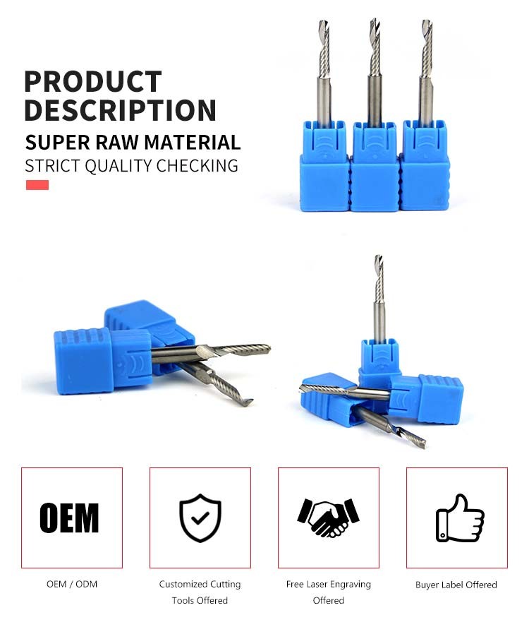 1f Single Flute End Mill For Aluminum Plastic Wood Acrylic Carbide 1/4 Inch 6mm