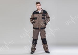 China Dark Khaki Black Heavy Duty Work Suit Bib Pants Suit 80% Polyester 20% Cotton Twill factory