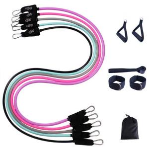 China Natural Latex Fitness Training Resistance Exercise Tubes 11pcs Set Gradient Pink factory