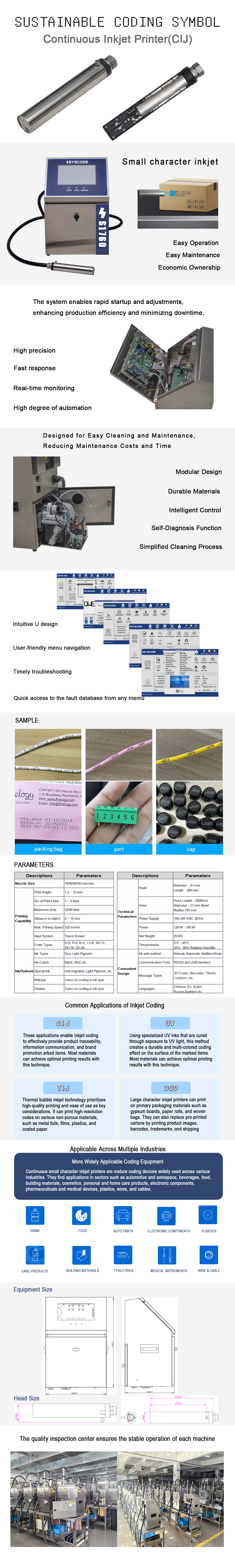 3ms Nozzle Continuous Inkjet Printer Food Packaging Industrial Ink Jet Coders