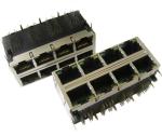 2 X 4 Ports Network Stacked RJ45 Magjack For Gigabit Router 0833-2X4R-33