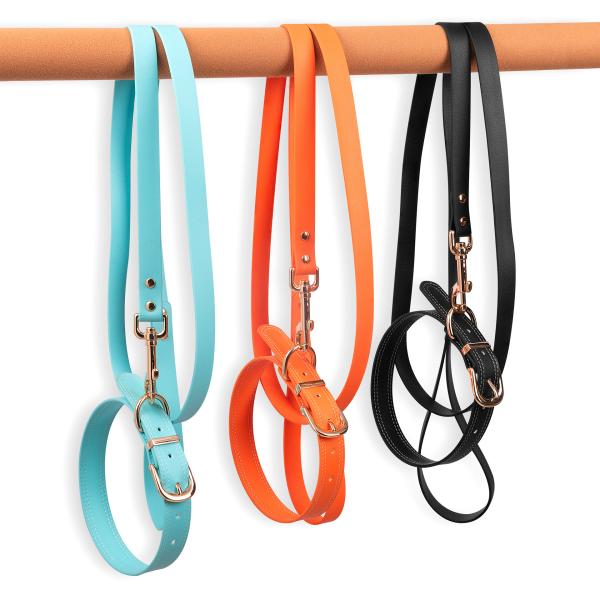 Silicone Imitation Leather Dog Collar And Leash Set Custom Waterproof Durable