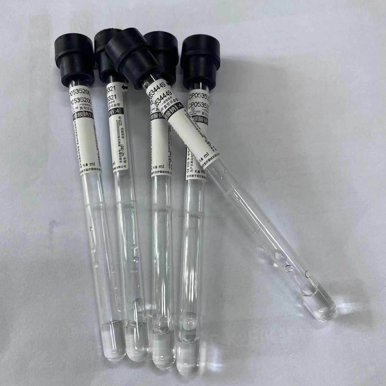 Sodium Citrate 1:4 ESR Tube Whole Blood Specimen Black Top 1.6ml