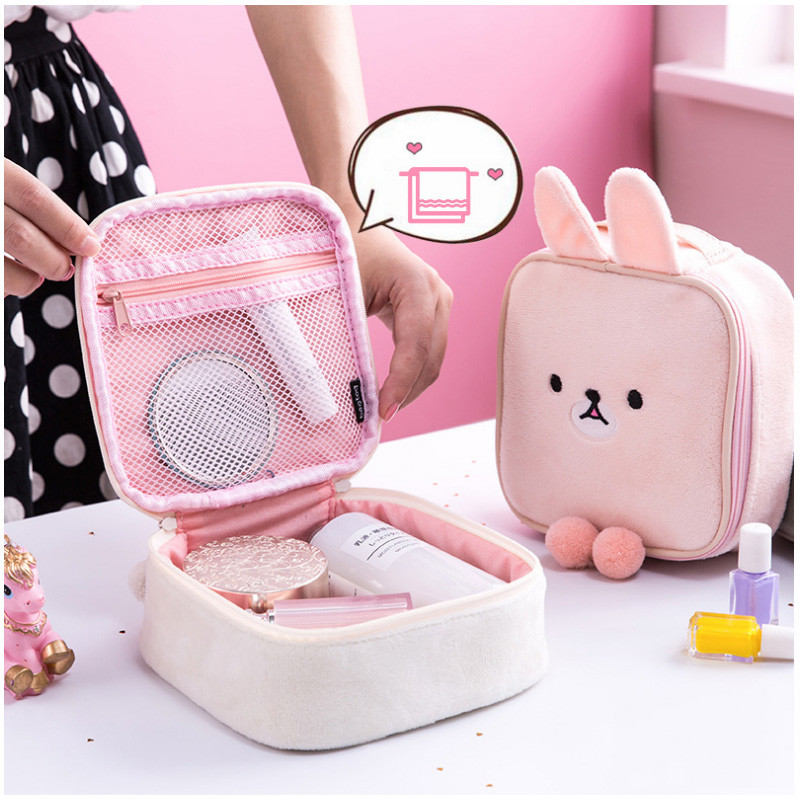 Portable Zipper Clutch Coin Purse Cute Plush Pouch Bag For Girl