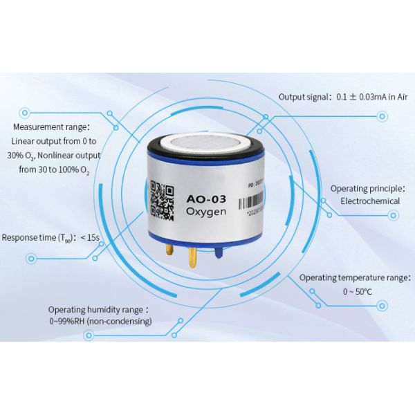 China YJJ AO-03R Portable Electrochemical Oxygen O2 Sensor Can Replace 4OXV For Oxygen Concentration Detection factory