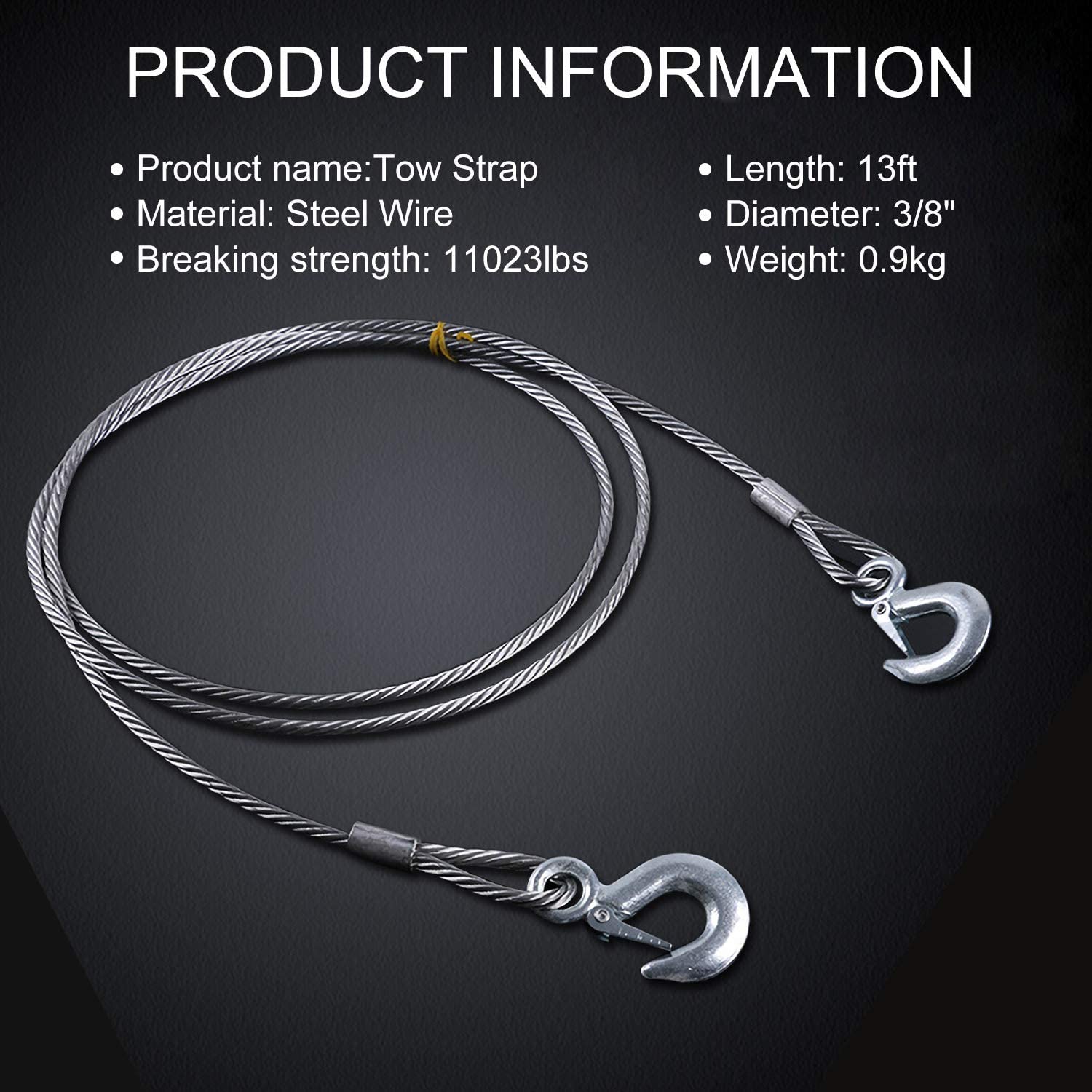 Rollback Crane Wrecker Tow Truck Steel Winch Cable Wire Rope Non-Alloy 6x19 IWRC Construction with Hook