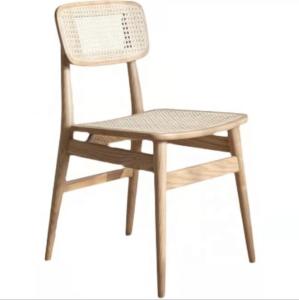 China Modern Design Nordic Style Solid Wood Rattan Seat Chair OEM Service factory