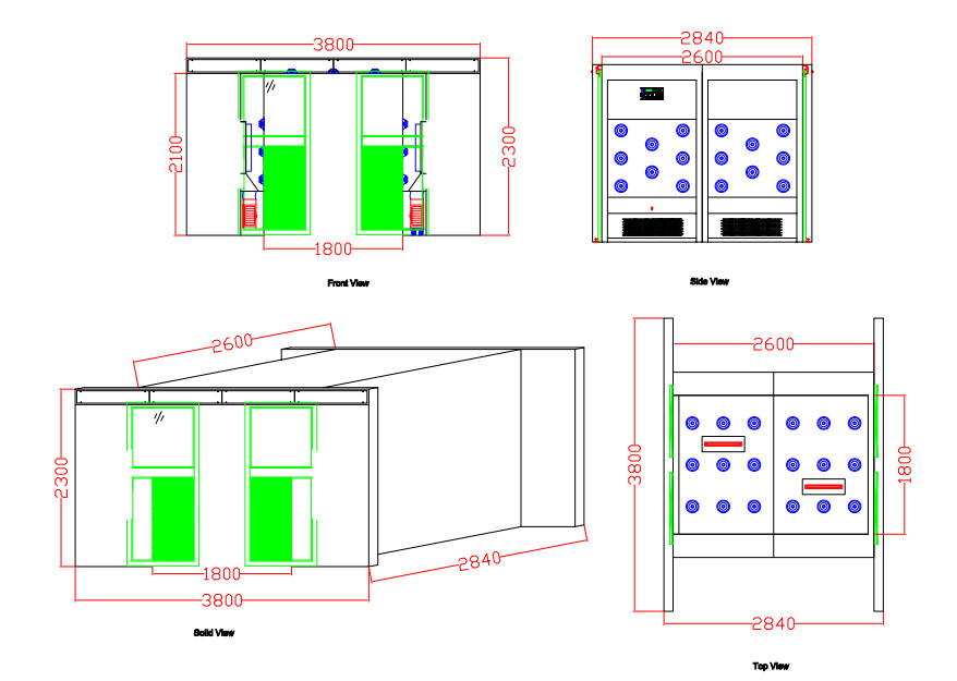 Hide Double-leaf Stainless steel auto sliding doors Large Air Shower Tunnel for materials for class 100 clean room