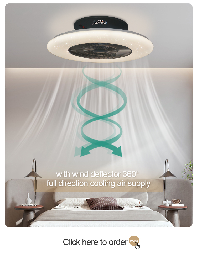 Modern Design Style 1stshine 7 Blades Wind Deflector LED Dimmable Ceiling Fan with 2-