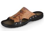 Comfortable Summer Mens Beach Slippers , Brown / Yellow Mens Slip On Slippers