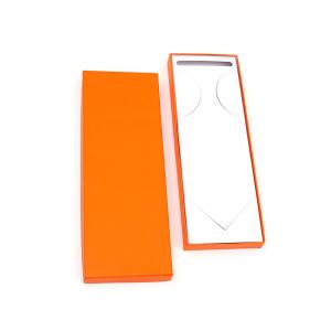 Rigid Rectangular Gift Box Orange Lid And Base Packaging Box For Ties And