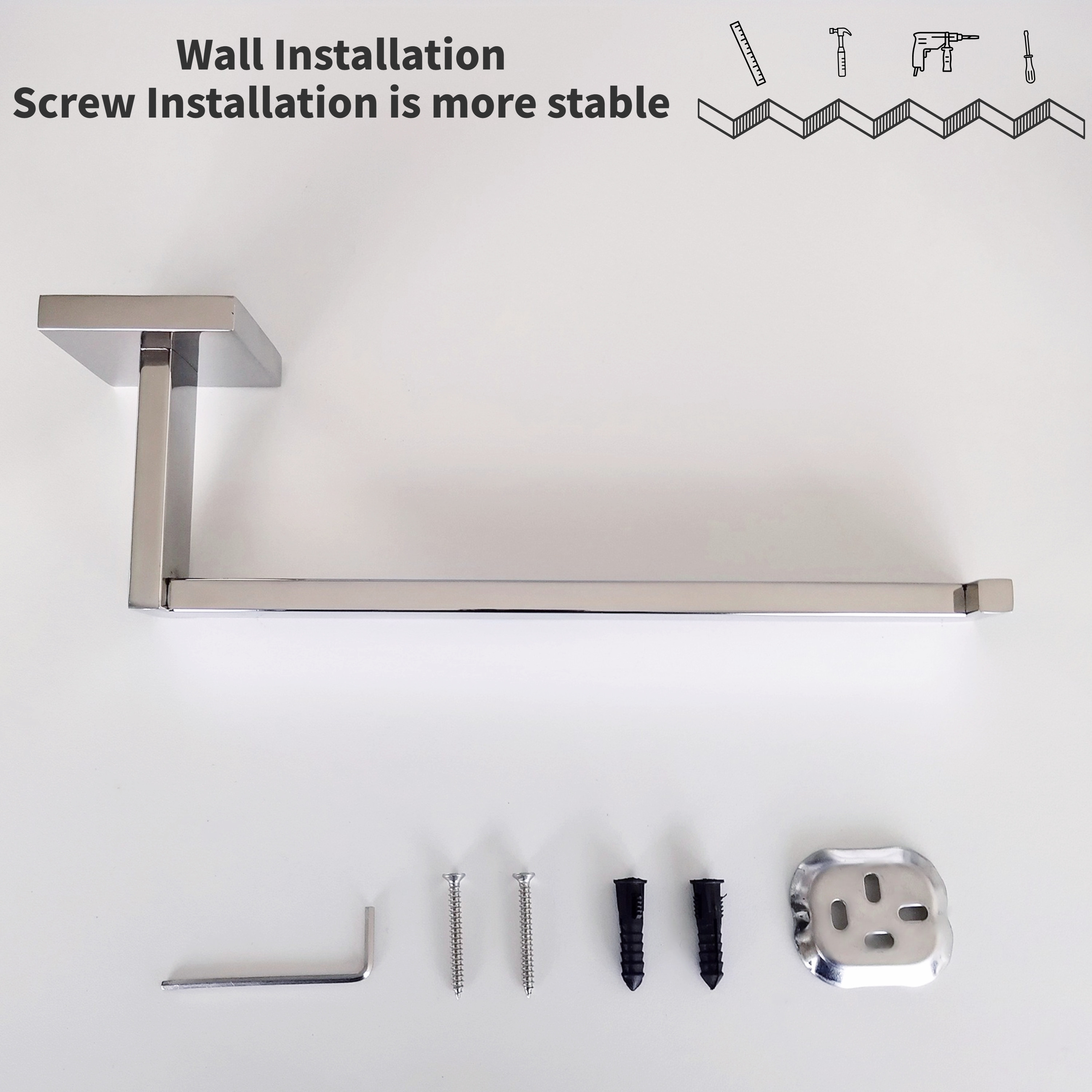 Customizable Chrome Hand Towel Bar Sus304 Grey Square Circular Hand Towel Holder