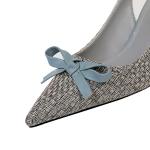 8999-7 Korean Fashion Woven Shallow Mouth Pointed Toe Color Matching Small Bow