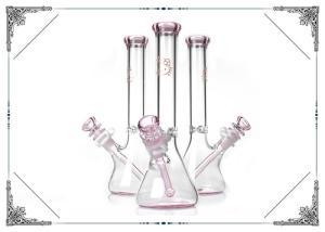 China Pink Hello Kitty Hookahs Straight Tube Heady With Hand Blown Technology factory