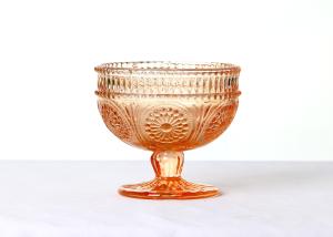 China 250ml Lead Free Solid Colored Ice Cream Cups , Embossed Vintage Ice Cream Glass Cup factory