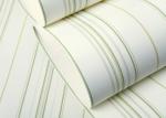 Green Modern Striped Floral Wallpaper For Girl’S Room , Smooth Surface Paper