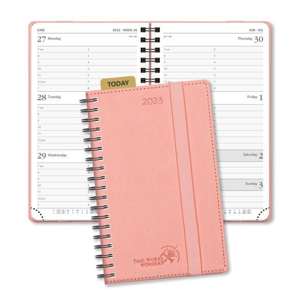 Mini Size Spiral Agenda Pink 2023 Weekly Planner , Daily Weekly Planner 2023
