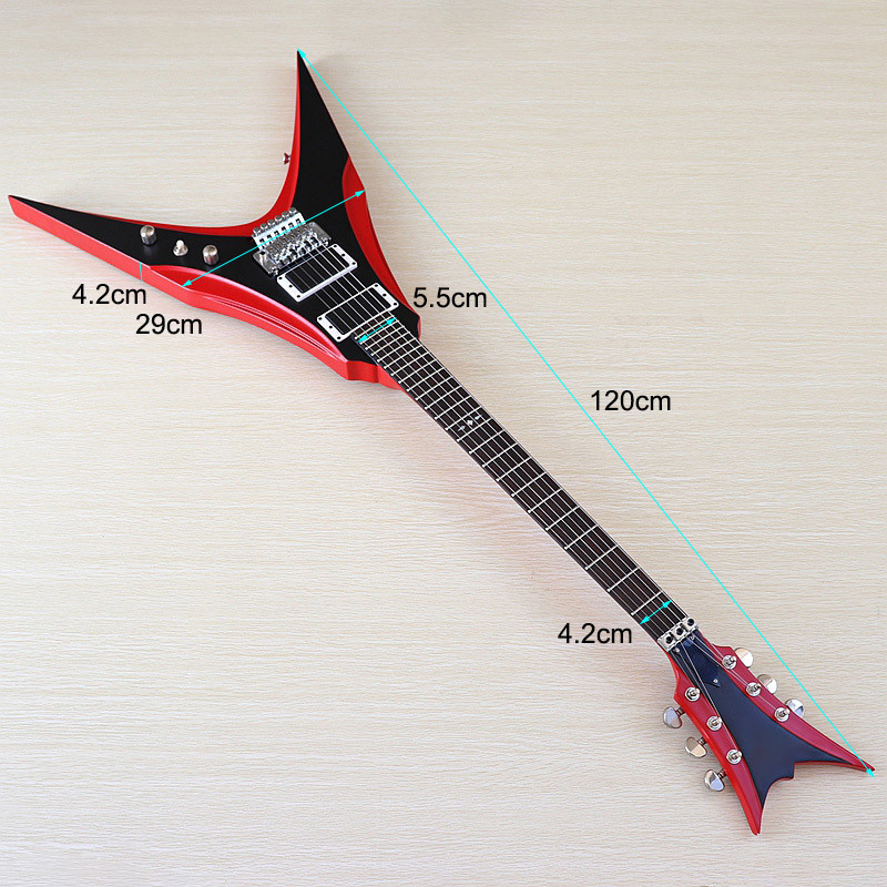 6 Strings Guitar 39 Inch V Shape Electric Guitar Neck Through Active Guitar Mahogany Wood Body Matte Pink Green Black Re