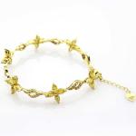 Yellow Gold Plated 925 Silver Jewellery Quatrefoil Citrine Cubic Zircon Tennis