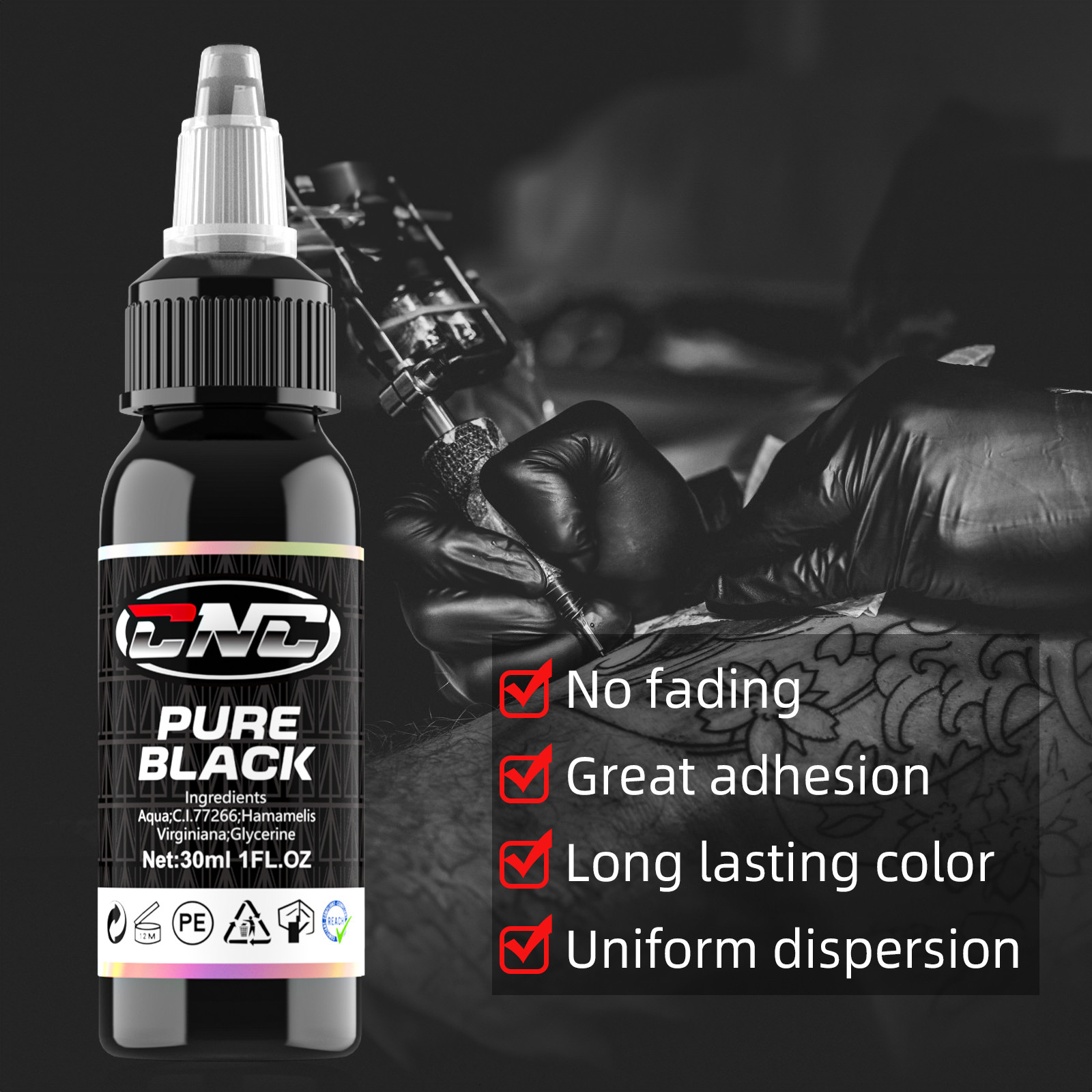 Pure Plant True Black Tattoo Ink 30ML High Quality Black Tattoo Ink