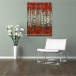 Hand Painted Modern Art Oil Painting Brich Forest , Abstract Landscape Painting