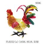 Art Collectible Metal Rooster Statue Trinket Box Roosters on Old Metal Trinket