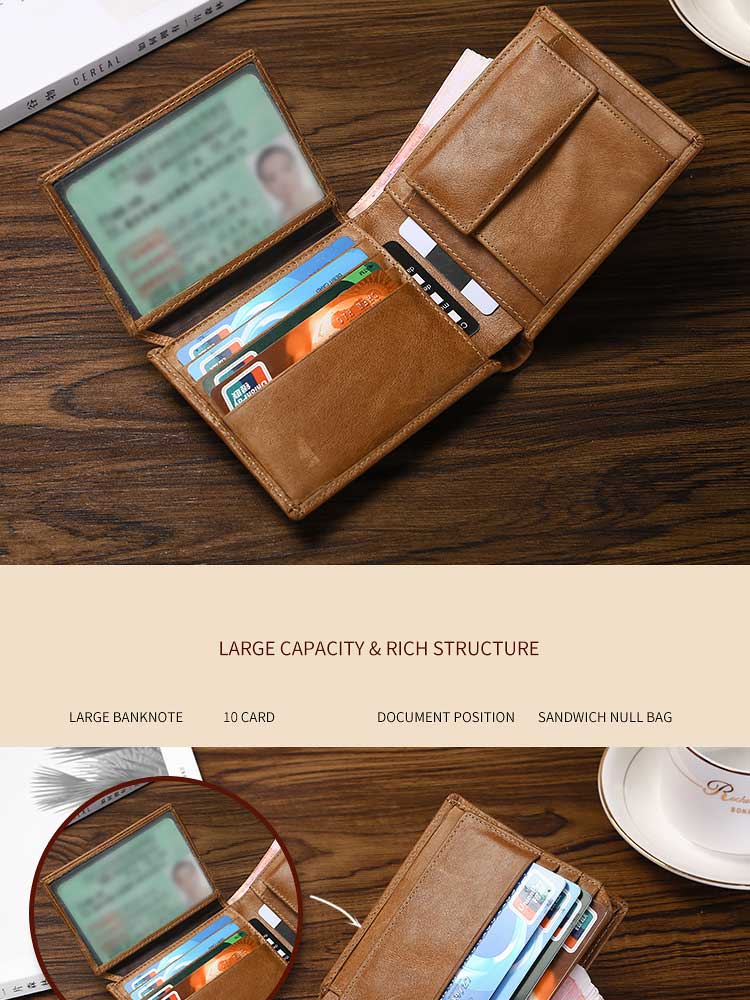 Men's RFID Leather Wallet with Smart Design and Other Pattern Type in Genuine Leather