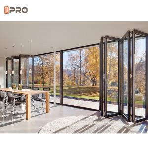 China Modern House Frameless Black T5 Aluminum Folding Doors factory