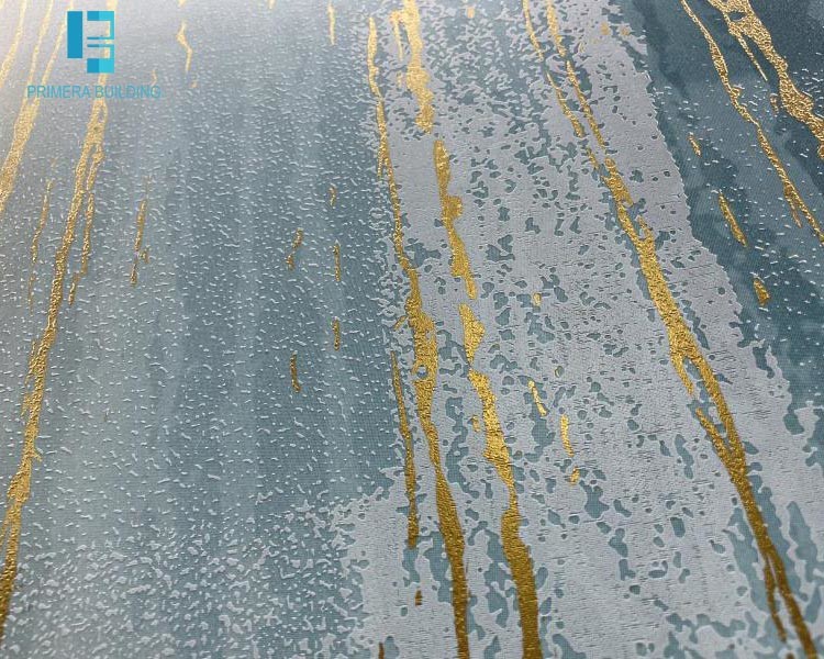 Water Stone Fall Glossy Porcelain Tiles 24'X24' Anti Slip Bule Color Gold Line