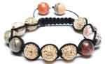 Adjustable Shamballa Beaded Bracelet with Rhyolite Round and Crystal Rhinestone
