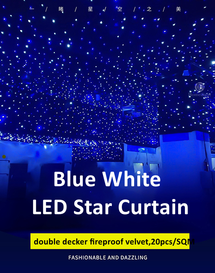 Homei Backdrop Cloth Light White LED Star Curtain for Stage Decoration at Weddings
